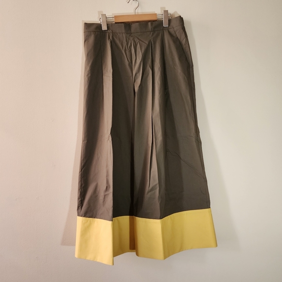 MJM 100% Cotton Two-tone brown and yellow wide leg casual pants - Picture 6 of 13